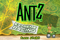 Antz Extreme Racing title screen for GameBoy Advance